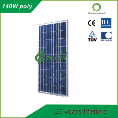 Panneaux solaires polycristallins de picovolte de 140 watts avec 25 ans de vie TUV certifiée